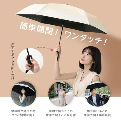 ワンタッチ自動開閉 折りたたみ日傘 100%完全遮光 UVカット 晴雨兼用 超軽量