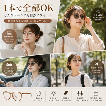 VisionFlex™ ブルーライトカット機能付き調光サングラス