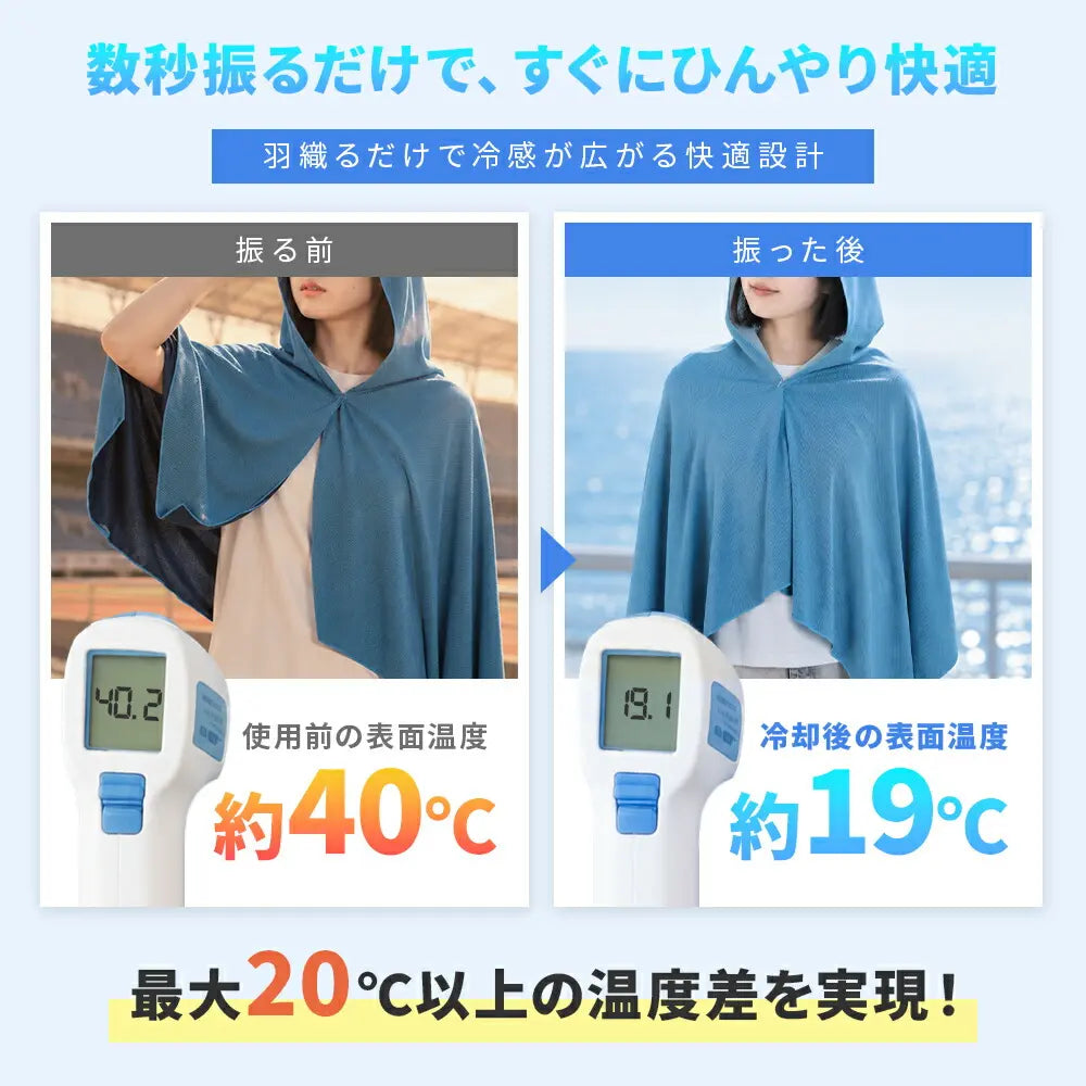 nagomiCool™ 冷感UVカットポンチョ｜抗菌・超軽量・ひんやりメッシュ